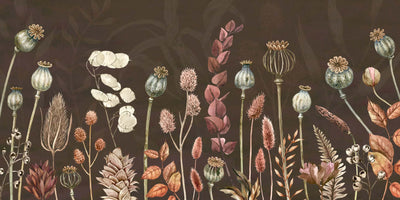 Brown Autumn Flowers Wall Mural